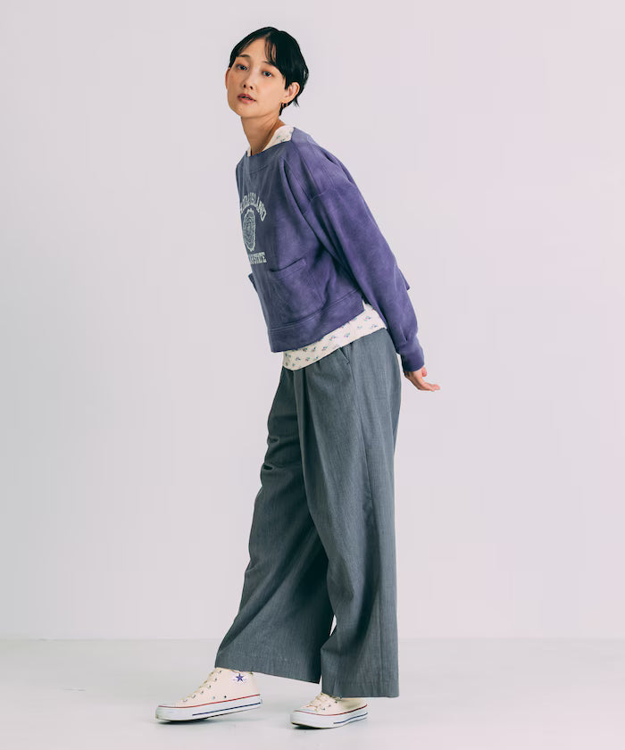 Boat Neck Short Sweatshirt