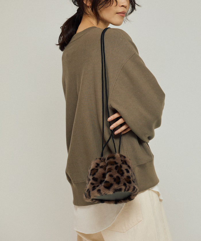 Fake Fur Mini Drawstring Bag