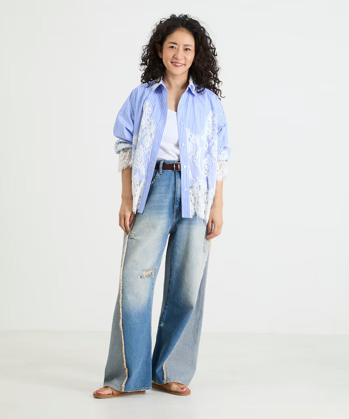 Lace Docking Stripe Shirt