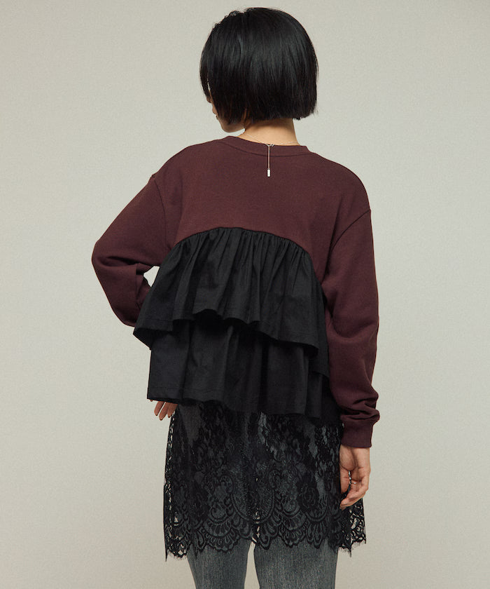 Organic Cotton Docking Frill Sweat / Relaxed Fit / Backed Sweat