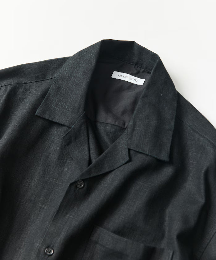 LINEN COTTON OPEN COLLAR SHIRT【Compatible with setups】