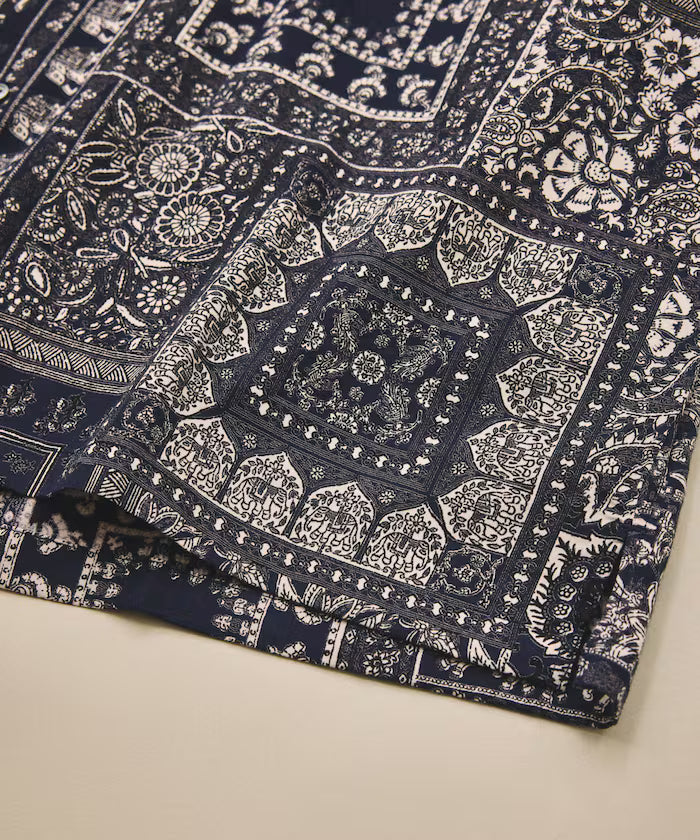 India-made Relaxed Fit Paisley Print Open Collar Short Sleeve Shirt Bandana Pattern