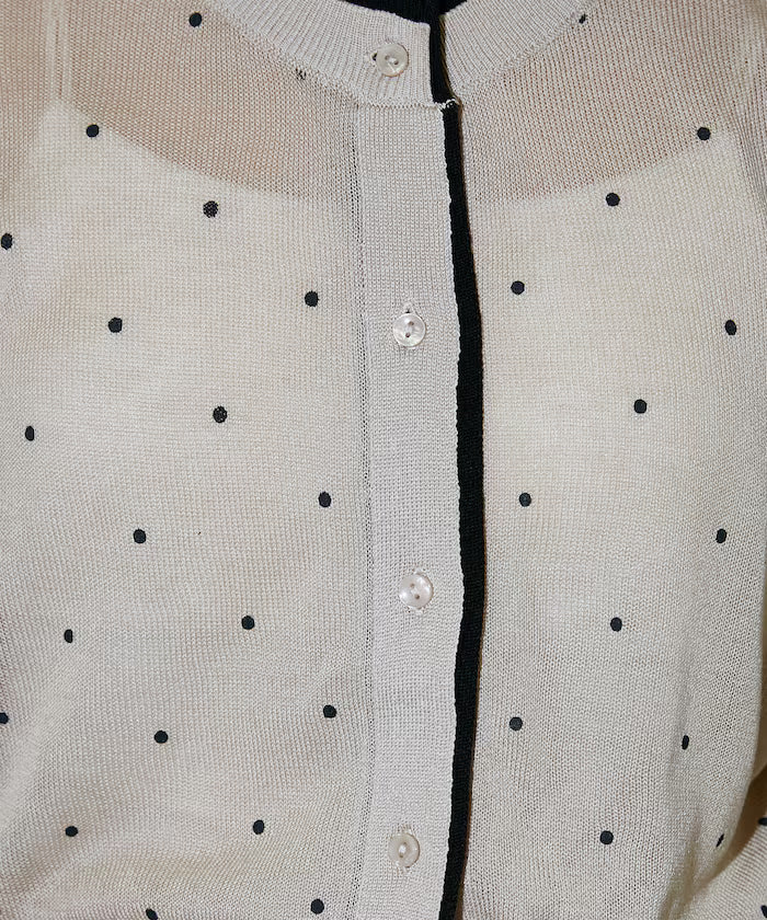 Dot Pattern Layered Short Sleeve Knit Cardigan Limited Release