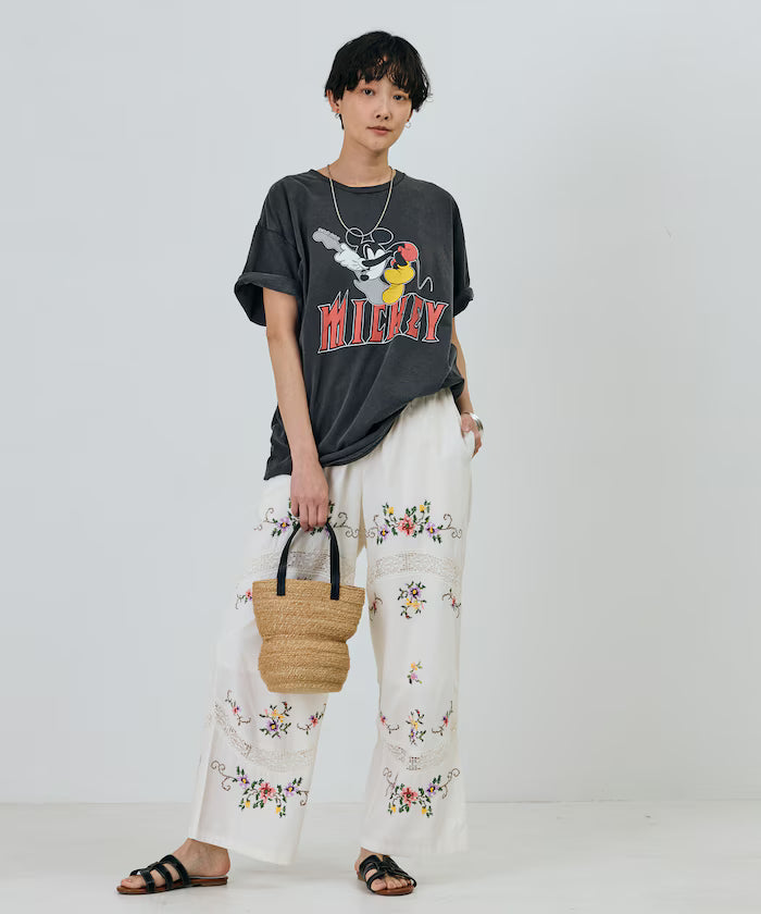 India Flower Cross Embroidery Lace Pants
