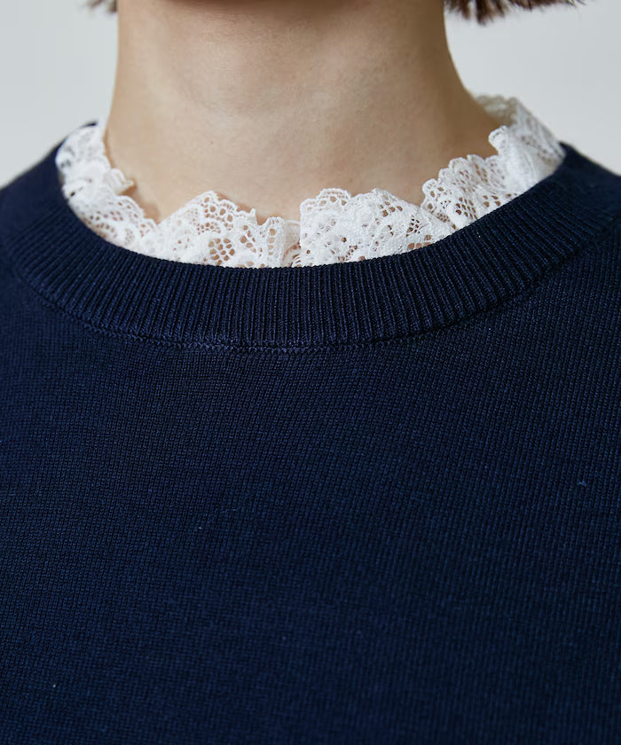 Lace Docking Short Sleeve Knit Top Limited Edition