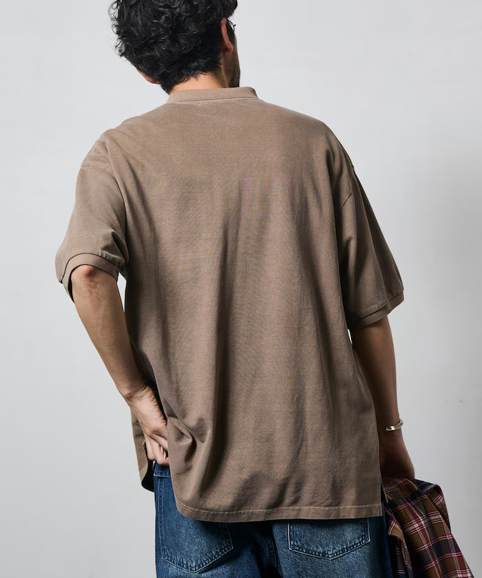 Big Silhouette Vintage Process One Point Embroidery Short Sleeve Polo Shirt