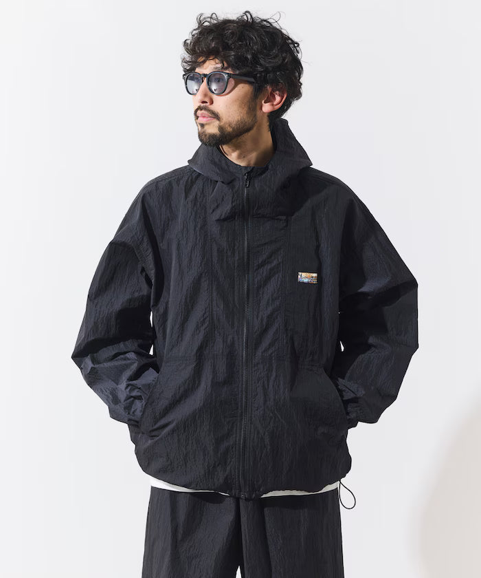 Outdoor Ripstop Nylon One Point Logo Zip-Up Parker Shorts Bag 3P Set