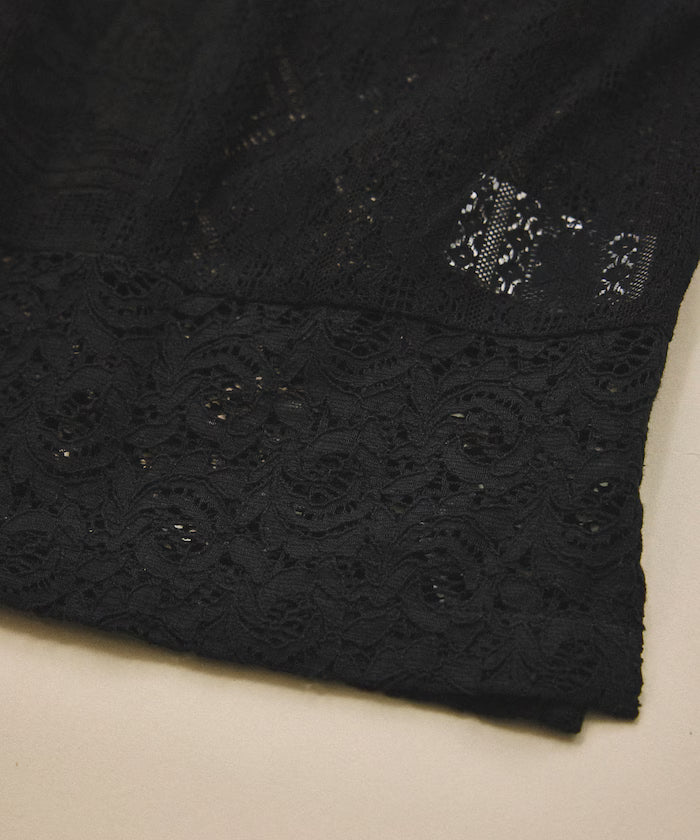 India-made Patchwork Lace Sheer Relaxed Fit Open Collar Shirt Short Sleeve