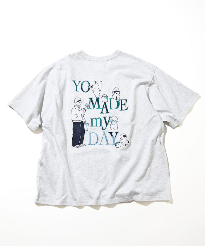 tombonia/Tombo nia Back Print Crew Neck T-Shirt/YOU MADE MY DAY