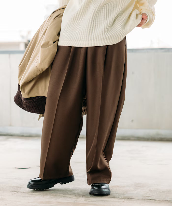 Wide Silhouette Staple Twill Easy Slacks/Wide Slacks [Limited Edition]