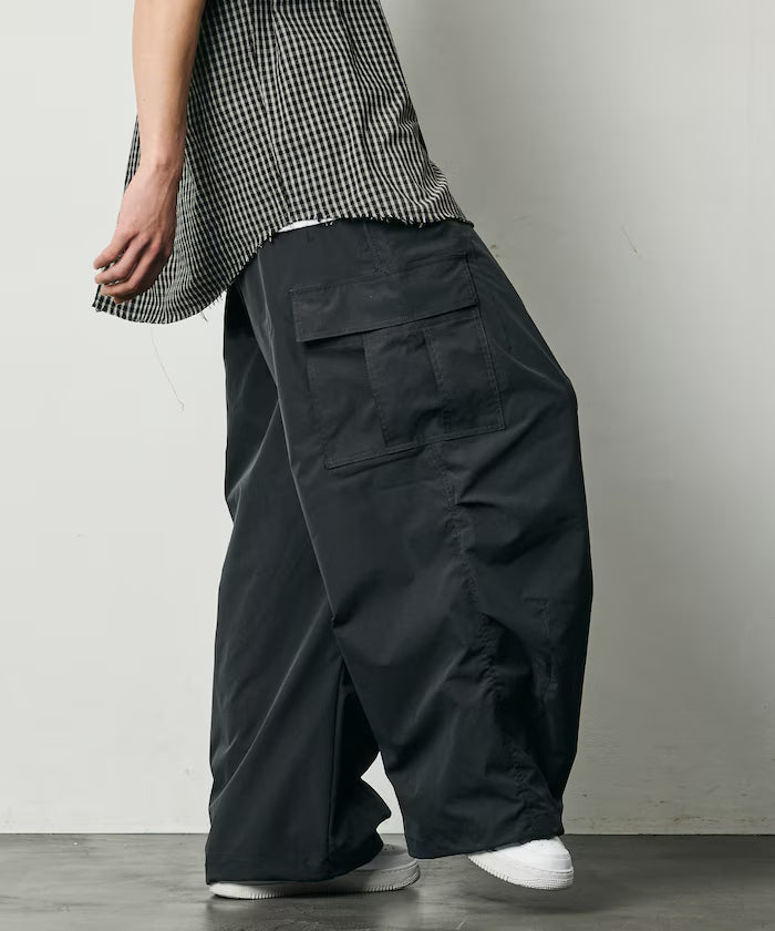 Quick Dry Fabric Wide Silhouette Poly Ripstop Cargo Pants/UV Cut/Quick Dry 【Limited Release】