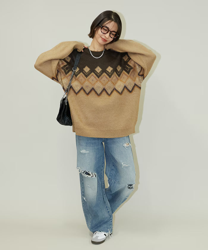 Jacquard Mohair Touch Knit Pullover Limited Edition