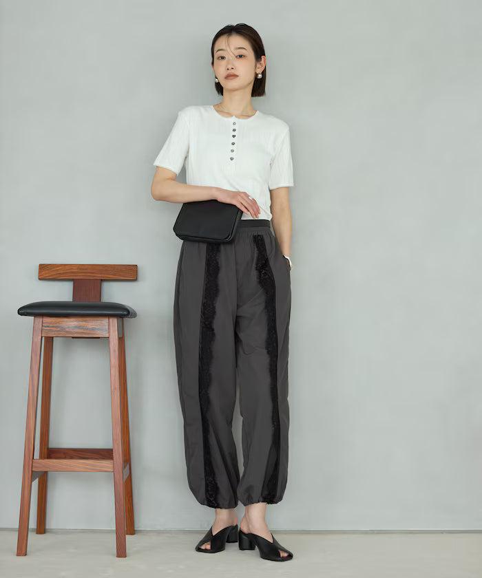 Nylon Lace Easy Wide Pants