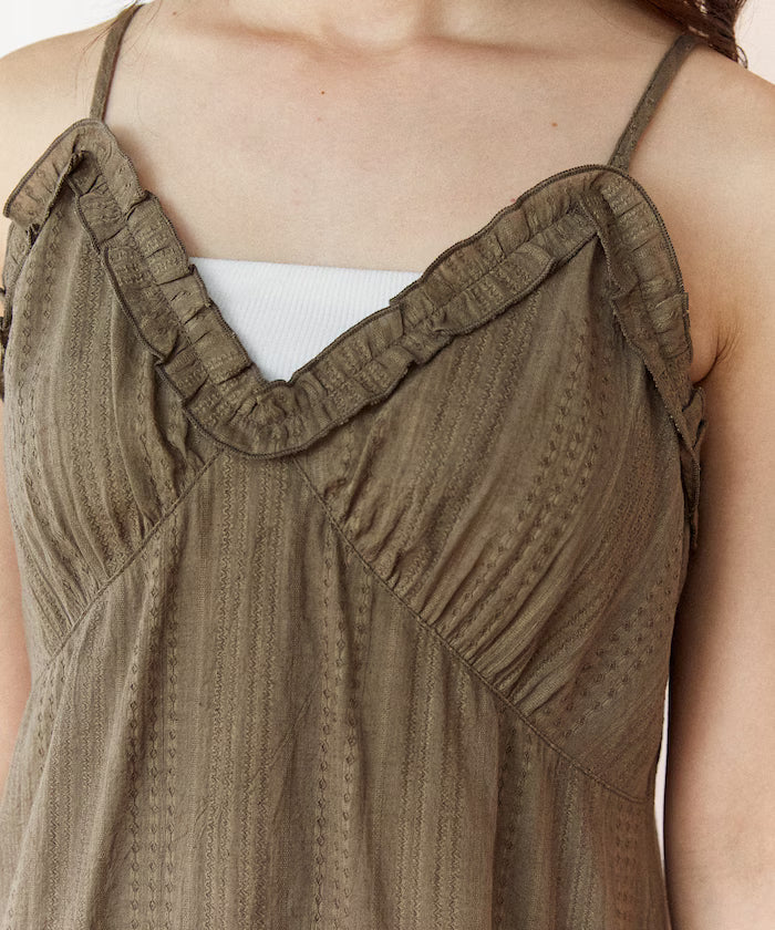India Cotton Ruffle Tiered Camisole Mini Dress Limited Edition