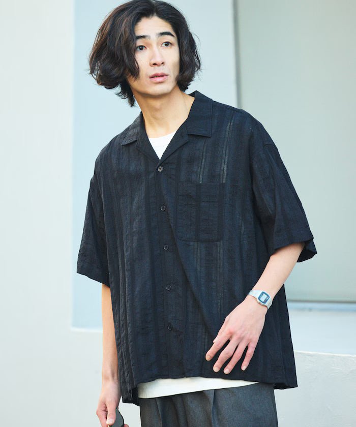 Relaxed Fit Allover Jacquard Open Collar Shirt [Limited Edition]