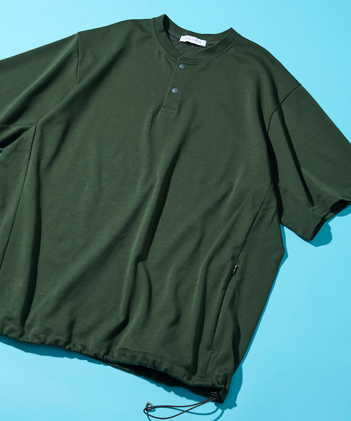 SUPER ICE / Super Ice Henry Neck Spindle T-Shirt Contact Cold Sensation / Quick Drying / UV Cut