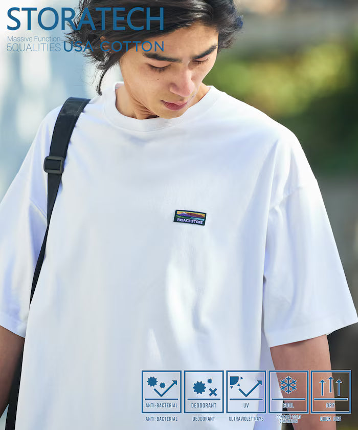 STORATECH/Stratech Big Silhouette One Point Logo T-Shirt/Antibacterial/Odor Resistant/Antimicrobial/UV Cut/Contact Cooling Moisture Wicking 【Limited Release】 - White