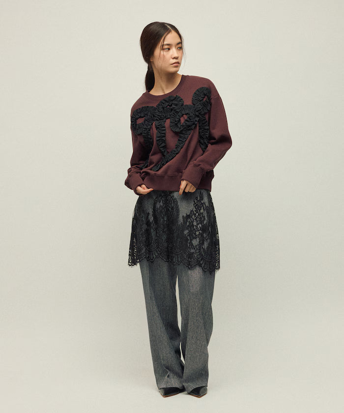 Organic Cotton Gather Ribbon Sweat / Relaxed Fit / French Terry Sweat