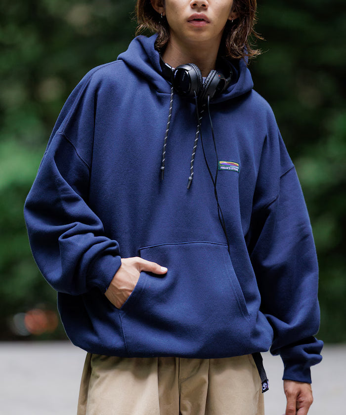 Big silhouette one-point logo pullover hoodie/hem cord/back brushed 【limited edition】 - Navy
