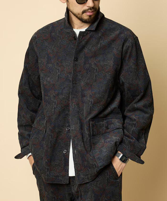 All-over print light corduroy shirt jacket [compatible with set-up] - Other/Pattern 1