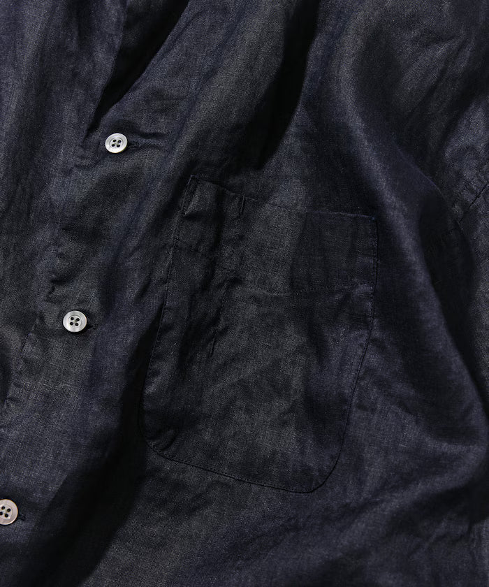 Linen Open Collar Long Sleeve Shirt