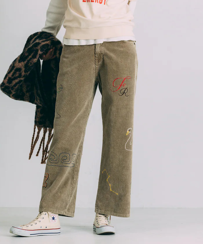 Chain Stitch Corduroy Pants