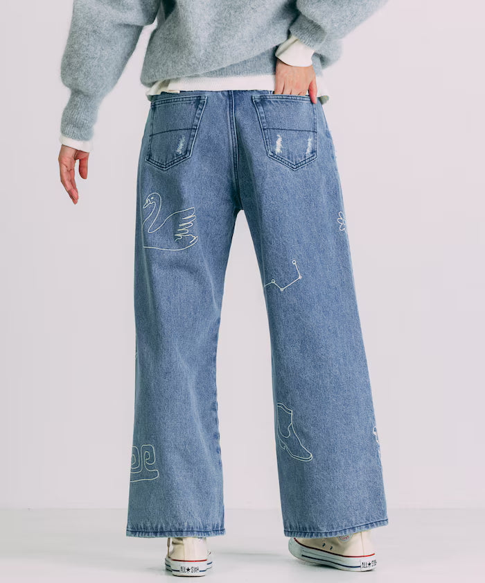 Chain Stitch Wide Denim