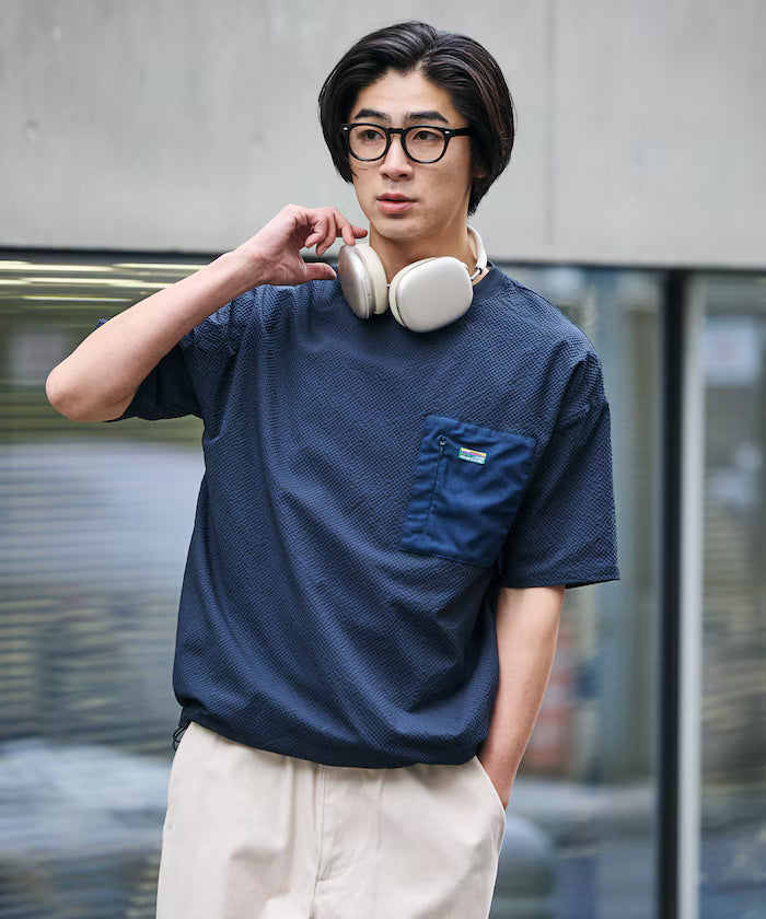 Limited release AiRide Air Ride Relax Fit Mult-material Pocket Seersucker Pullover Top Quick-drying UV Protection
