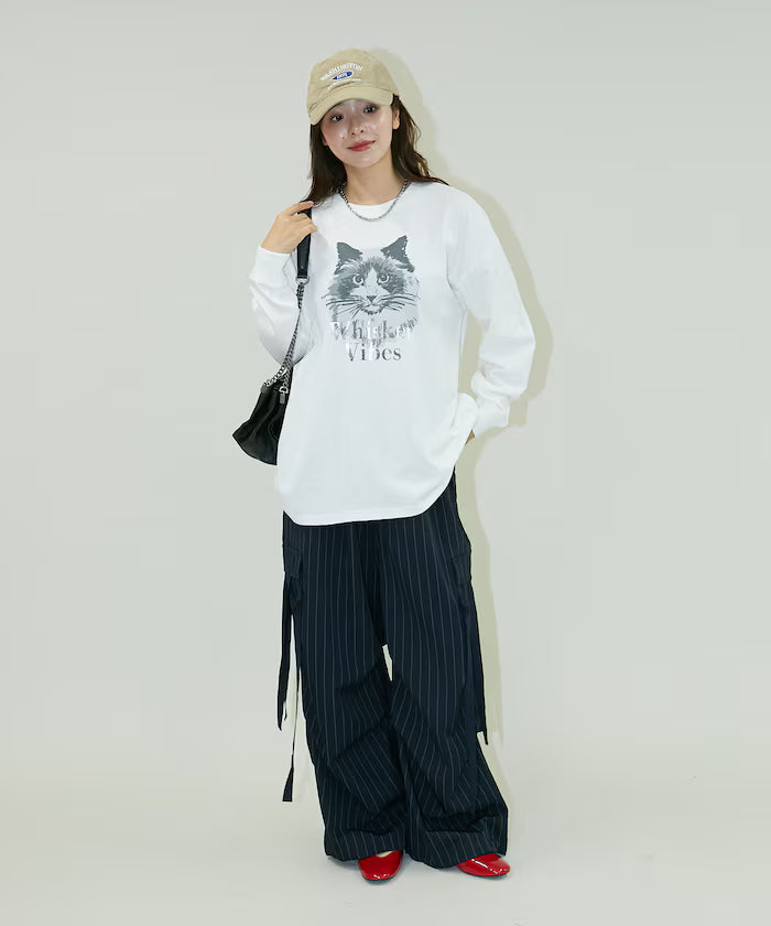 Handwritten-style Cat Print Foil Logo Long Sleeve T Limited Edition