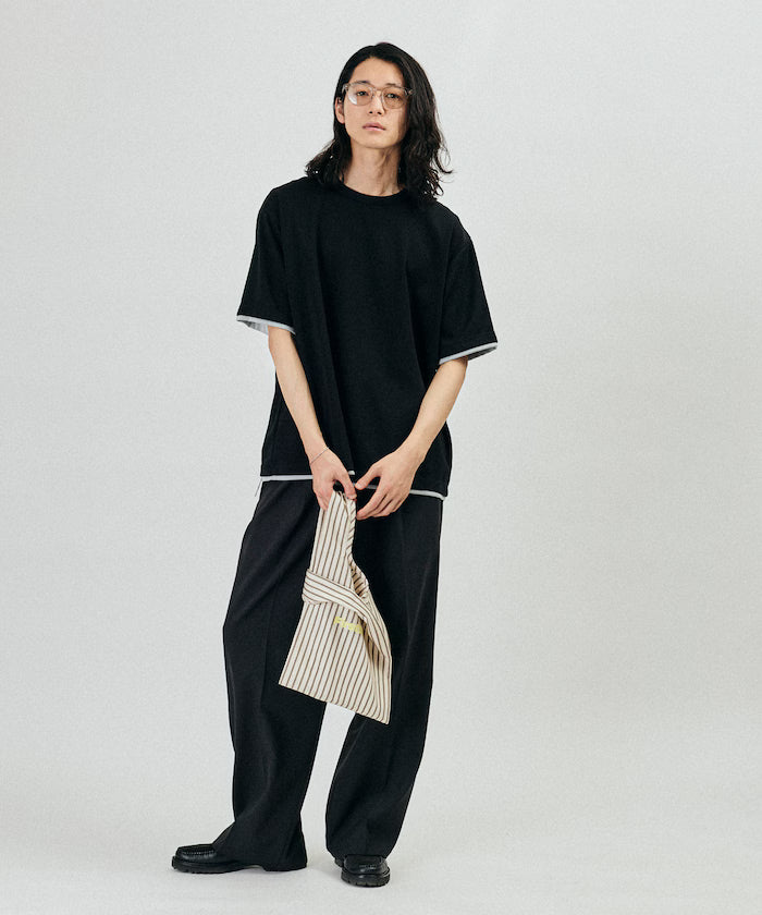 Stripe Print Canvas Market Bag - Off-White