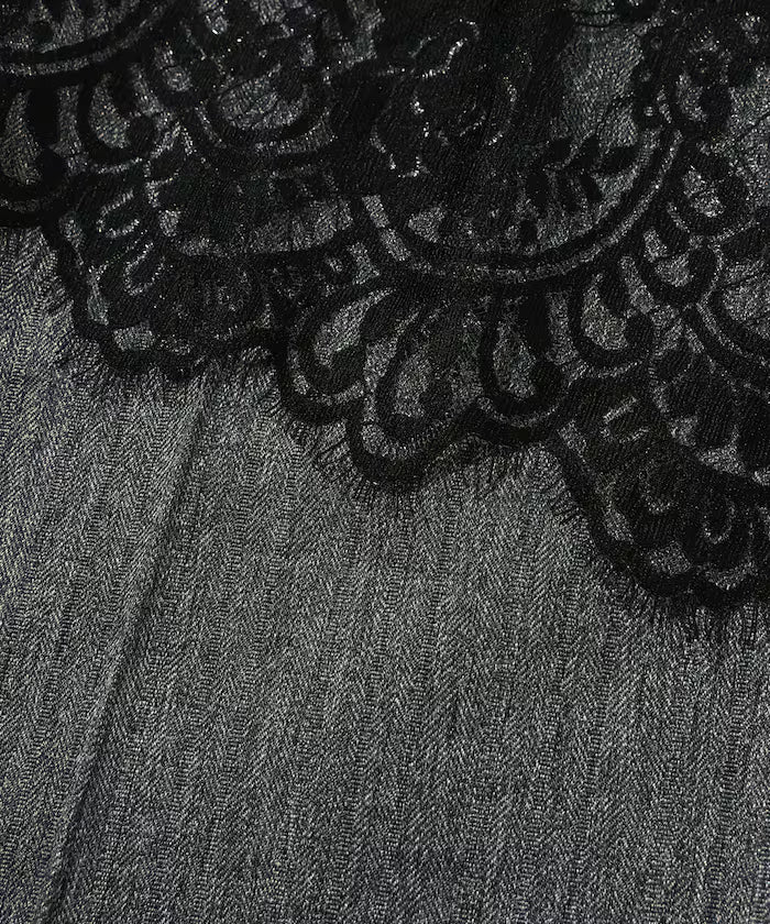 Lace Layered Slacks / Center Press Wide Slacks