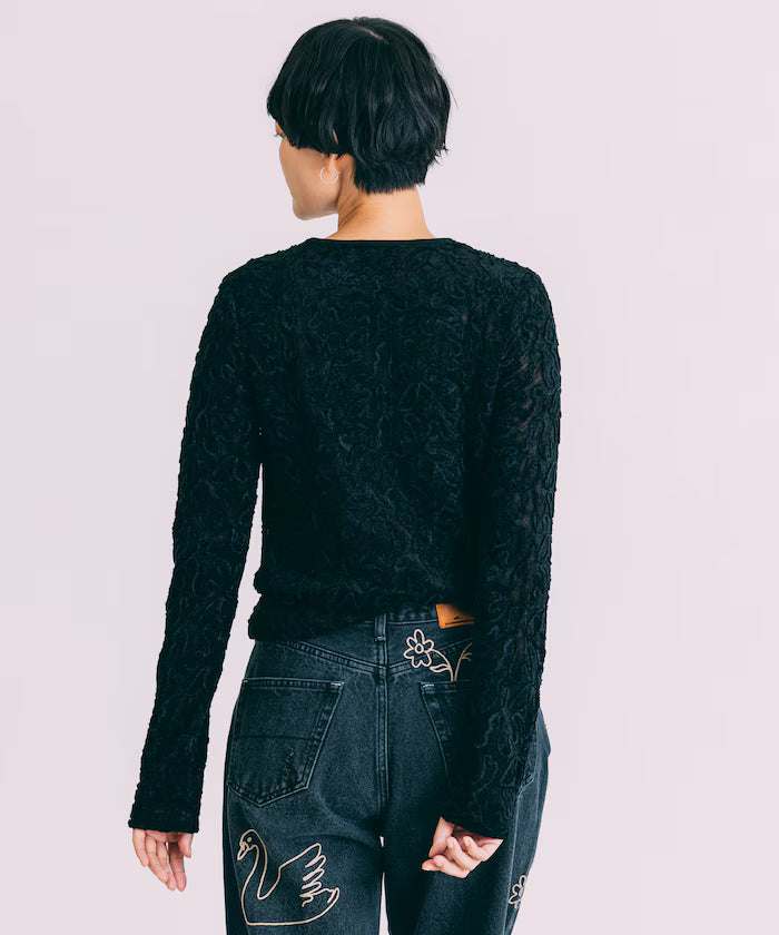 Mesh Velour Top