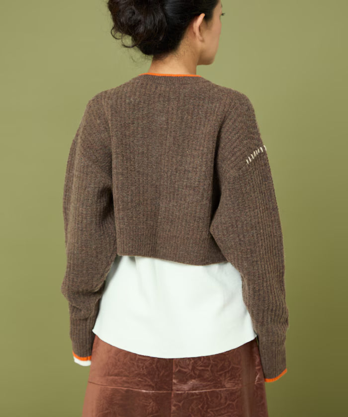 Short Length Color-block Knit Cardigan