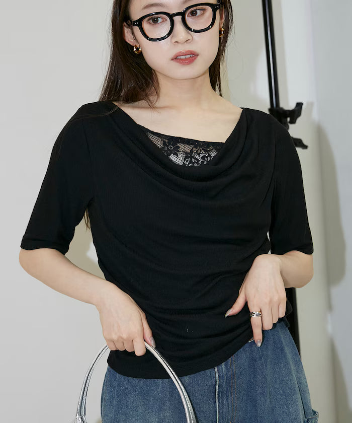 Race Layered Tereko Draped T-Shirt Limited Edition - Black
