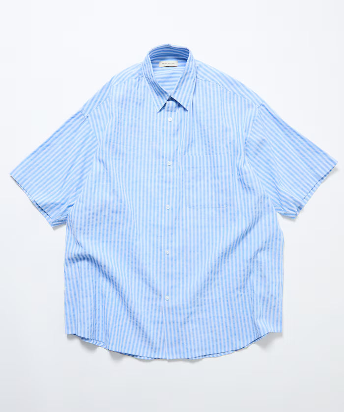 Relax Fit Regular Collar Sheer Seersucker Short Sleeve Shirt 【Limited Edition】
