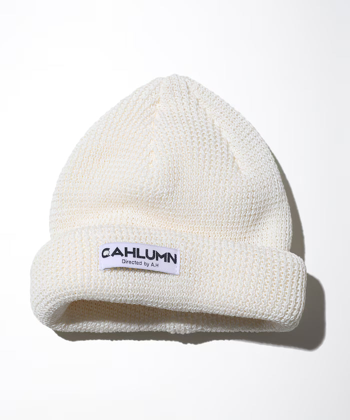 Straw Yarn Roll Knit Cap - Off-White