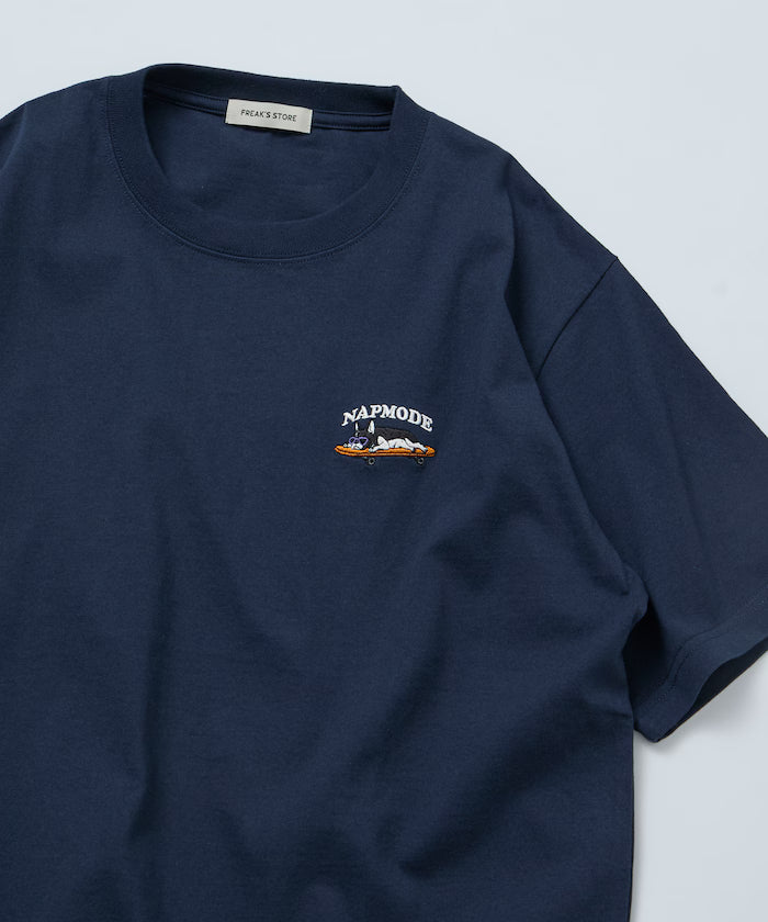 Relaxed Fit One-Point Animal Embroidery Crew Neck T-Shirt [Limited Edition] - NAV-DOG