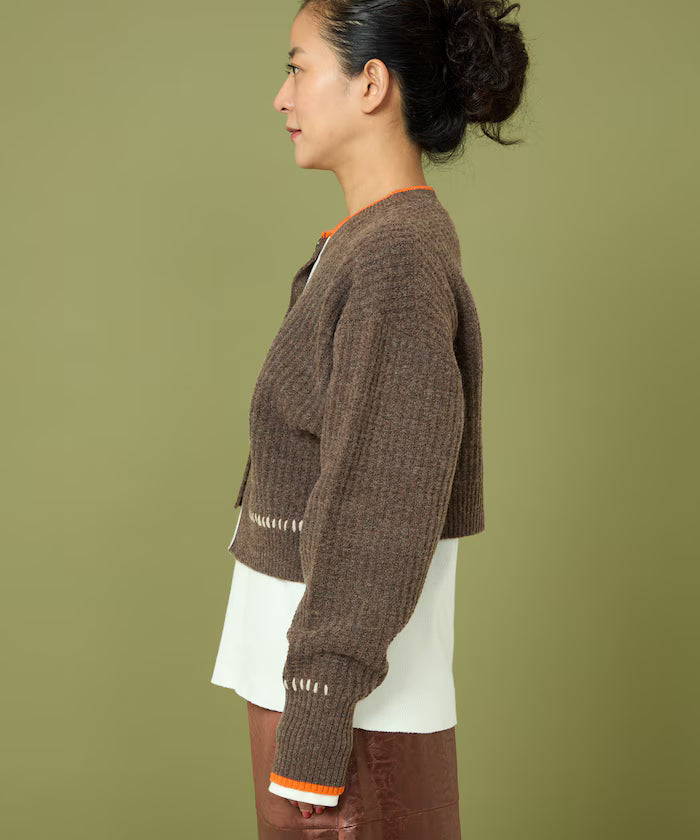 Short Length Color-block Knit Cardigan