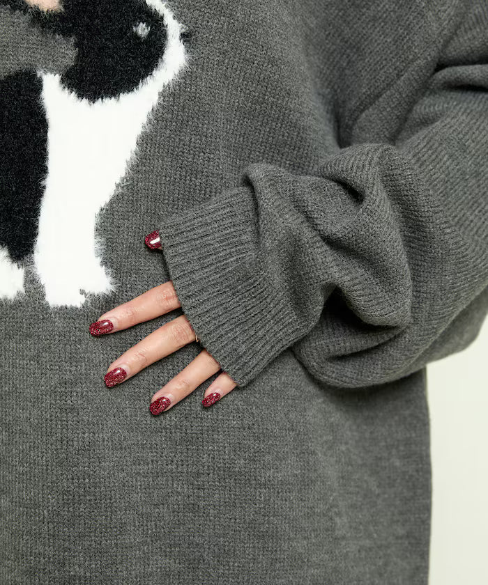 Shaggy Embroidered Rabbit Design Knit Limited Edition