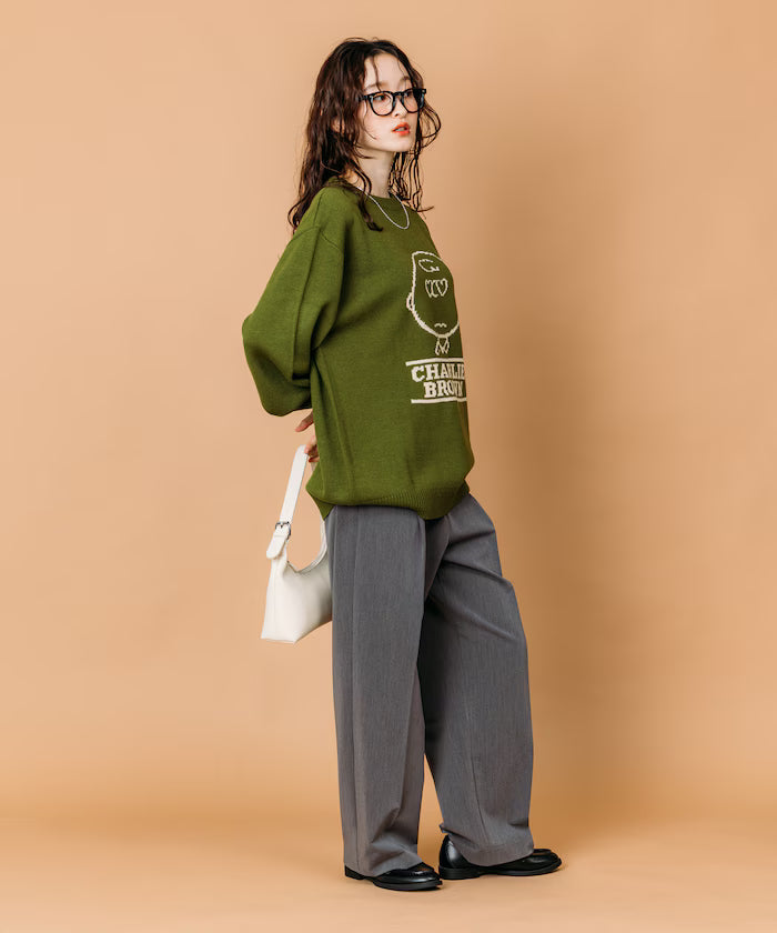 PEANUTS/Peanuts Exclusive Relaxed Fit Jacquard Crewneck Knit / Charlie Brown [Limited Edition]