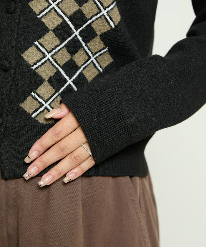 Argyle Pattern Jacquard Knit Cardigan Limited Edition
