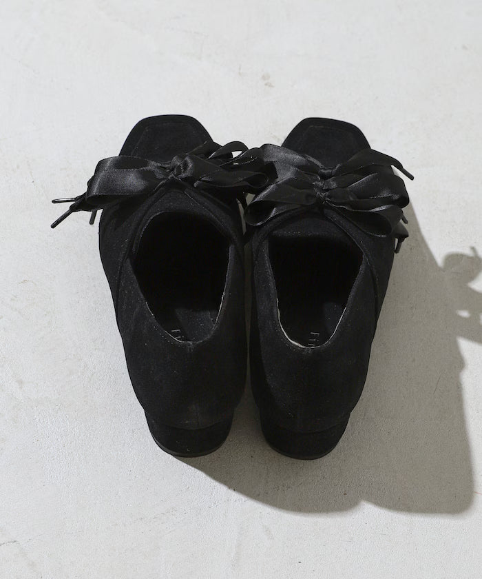 Suede-like Ribbon Lace-up Shoes (Available in sizes 22.5 to 24.5 cm)