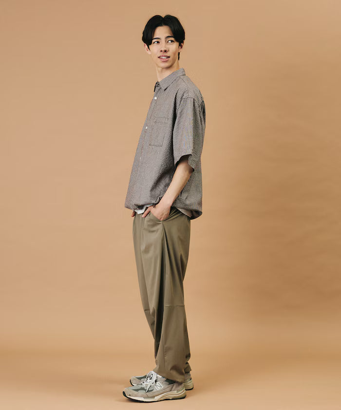 FREAK'S STORE for BEACH & FES Seersucker Spindle Regular Collar Short Sleeve Shirt