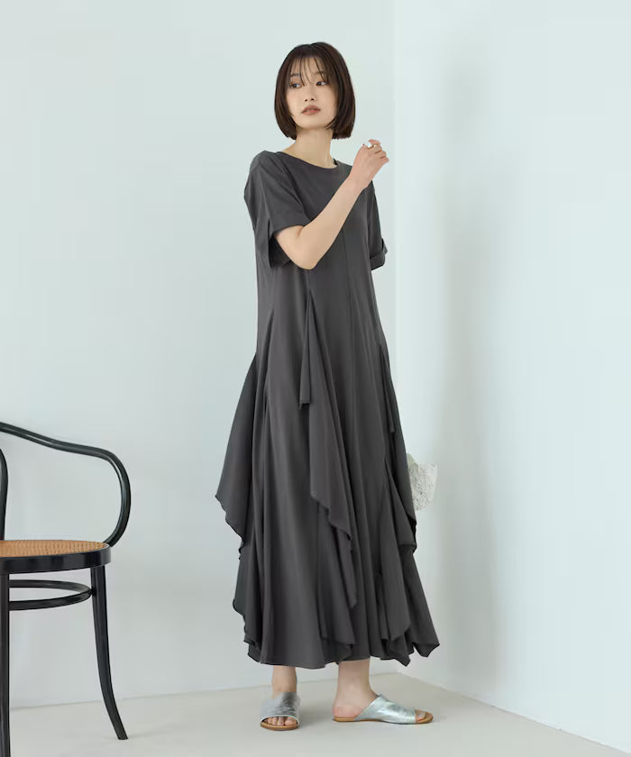 Organic Cotton Draped Flare Dress