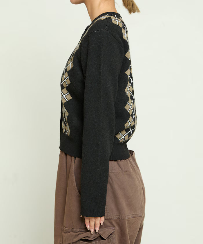 Argyle Pattern Jacquard Knit Cardigan Limited Edition