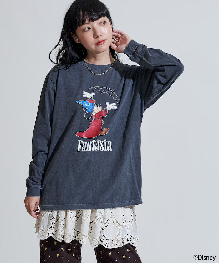 [DISNEY FANTASIA] Big Front Print Long T - Charcoal Gray