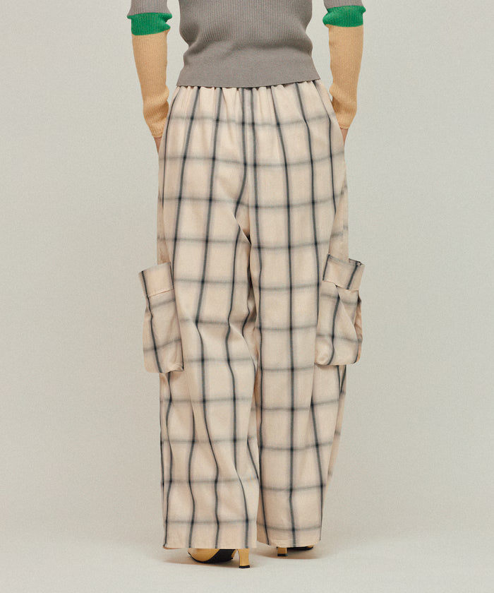 Ombre Check Easy Pants / Patch Pocket Wide Easy Pants
