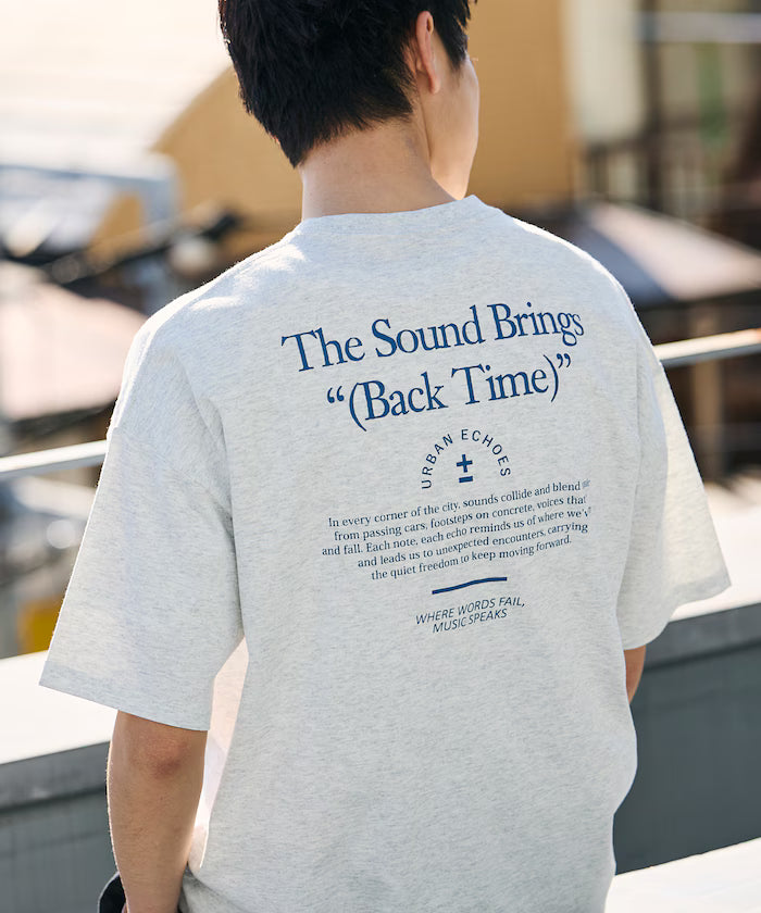 Big Silhouette Back Print Crew Neck T-Shirt / The Sound Brings 【Limited Edition】 - Ash Gray