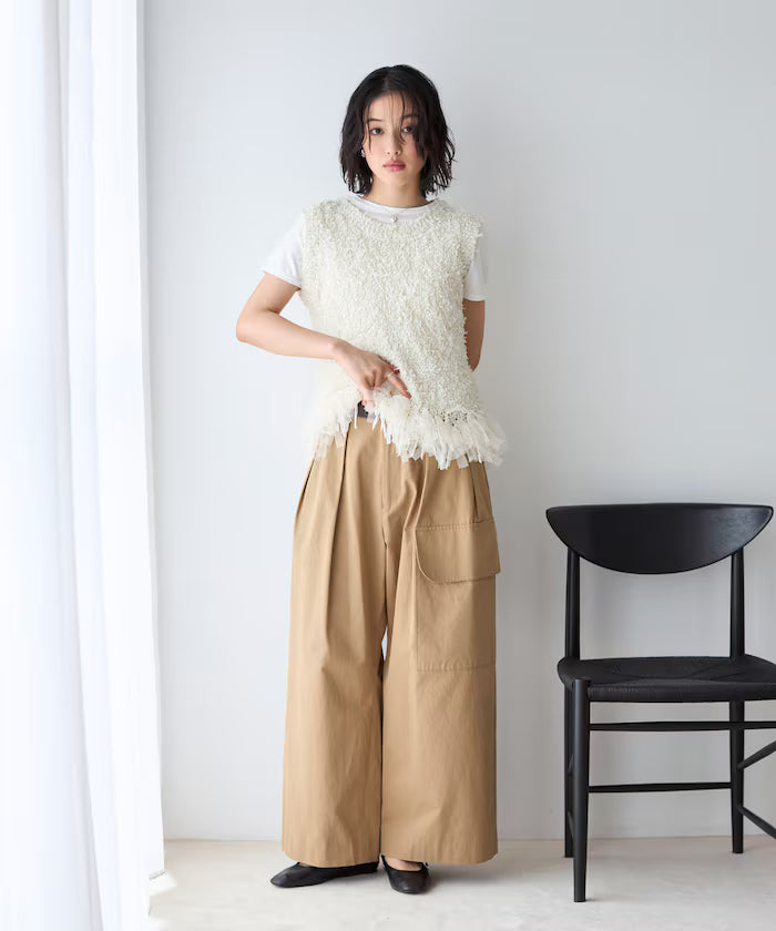 2WAY Fringe Hem Knit Vest