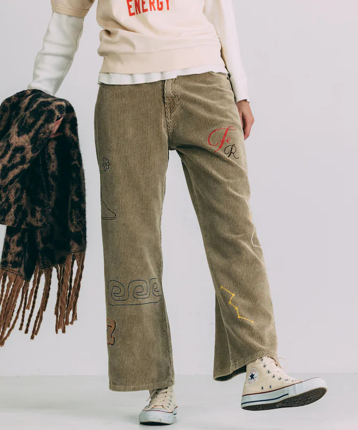 Chain Stitch Corduroy Pants